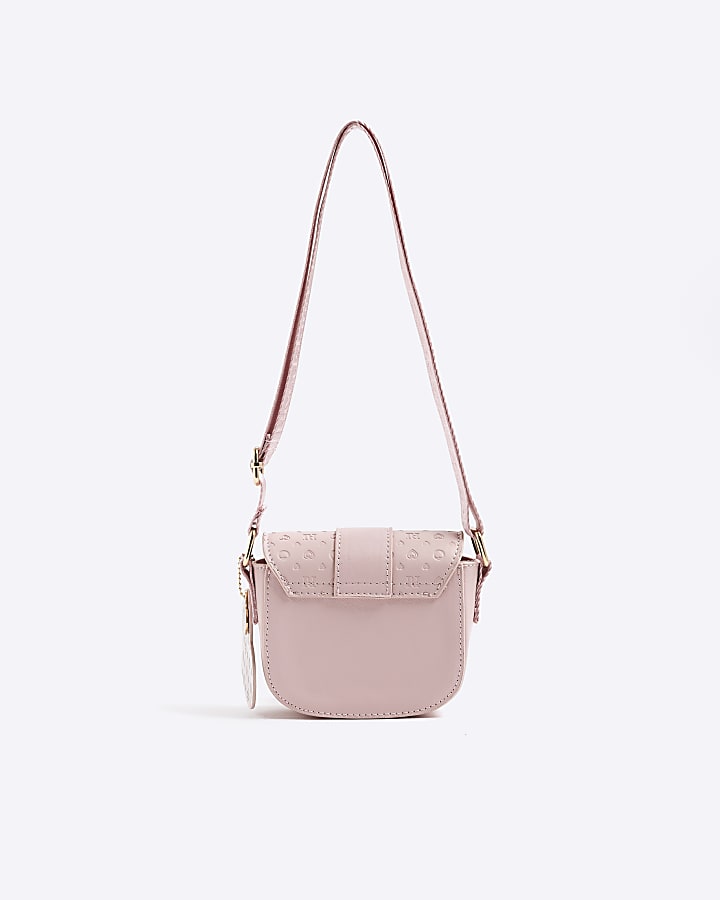 River Island Girls Pink Monogram Heart Cross Body Bag