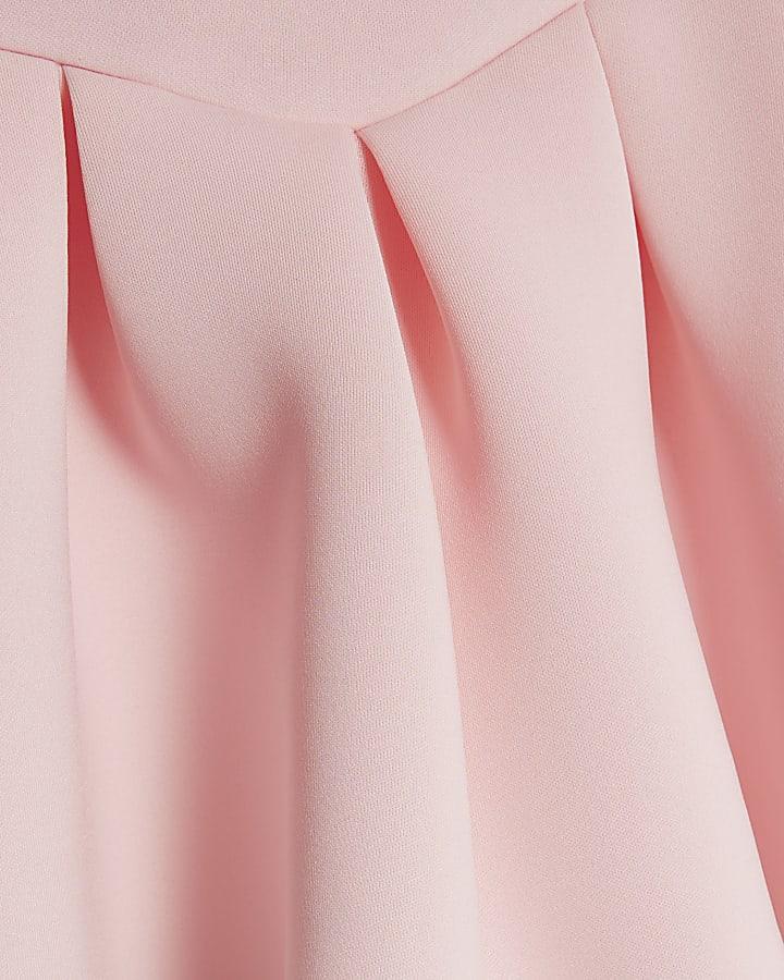 River Island Girls Pink Pearl Embellished Scuba Dress