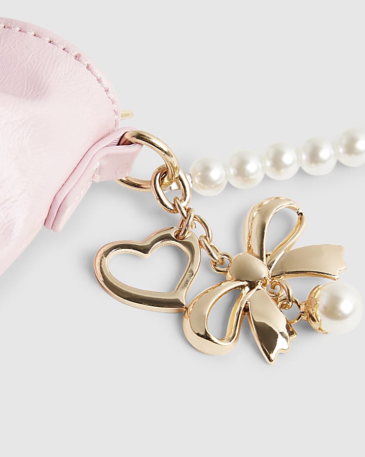 river island Girls Pink Pearl Handle Bow Cross Body Bag