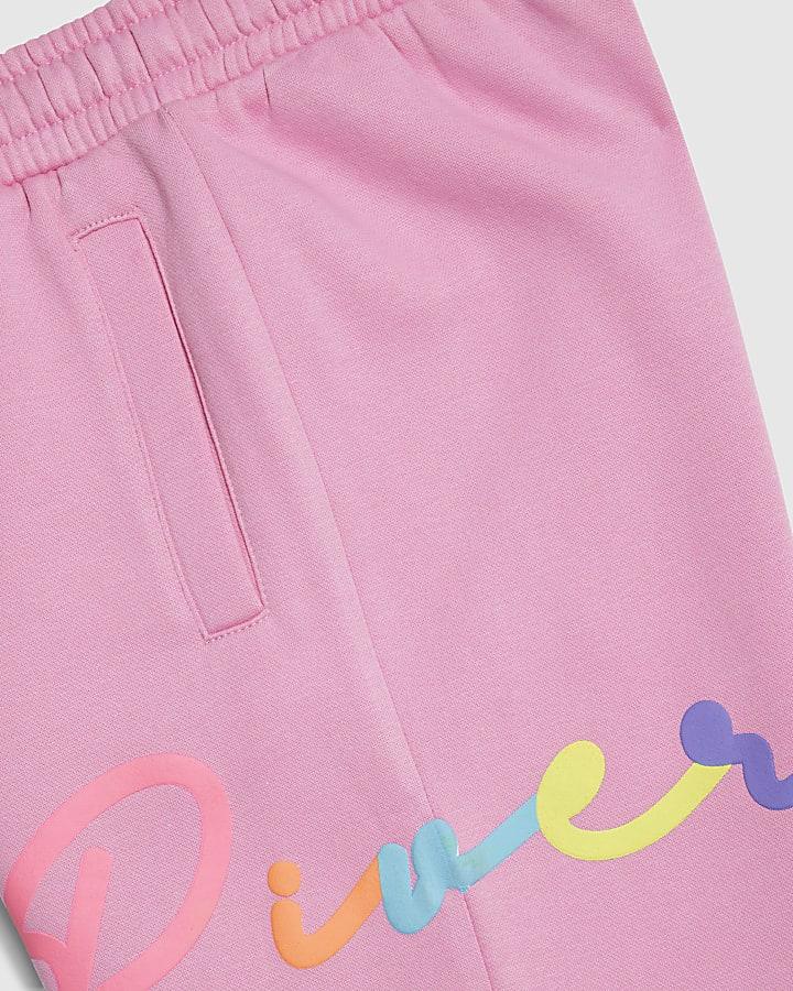 river island Girls Pink River Sweatshirt And Joggers Set