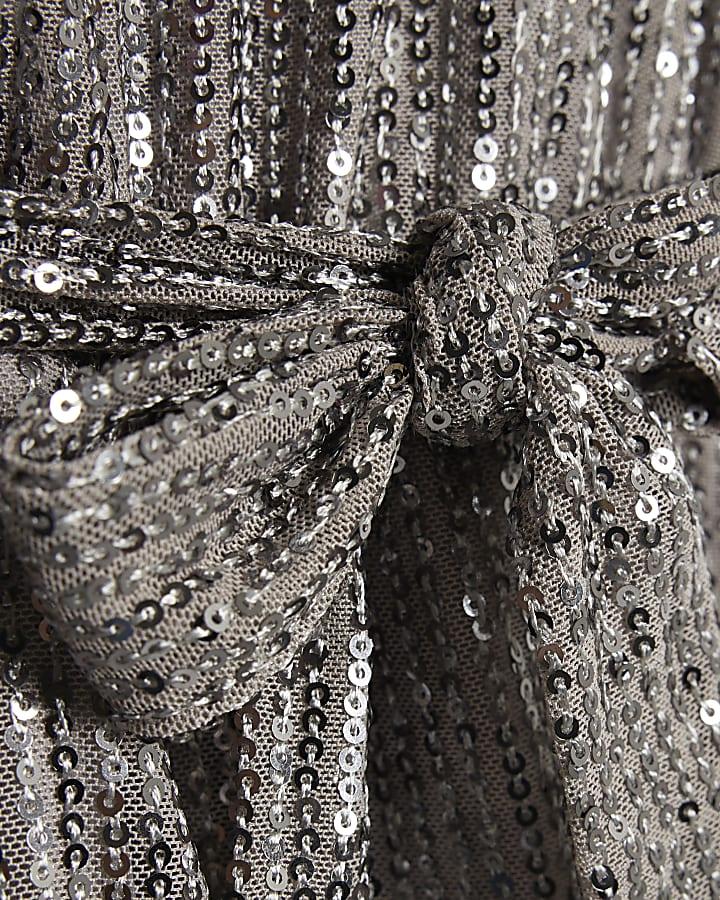 river island Girls Silver Sequin One Shoulder Playsuit