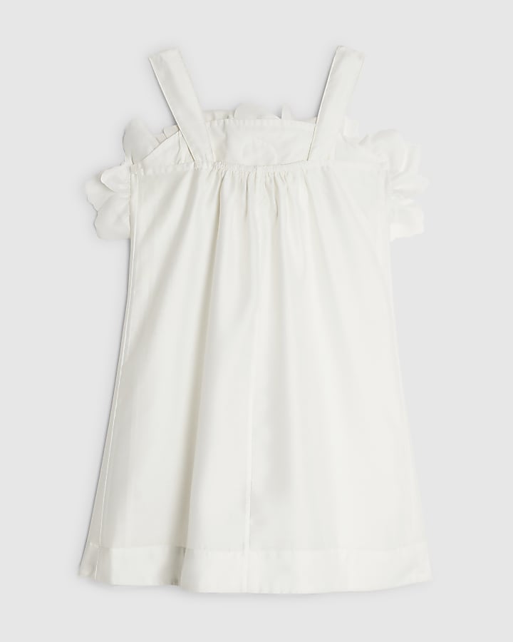 River Island Girls White 3D Flower Mini Shift Dress