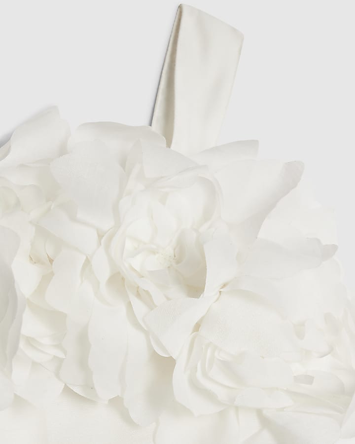 River Island Girls White 3D Flower Mini Shift Dress