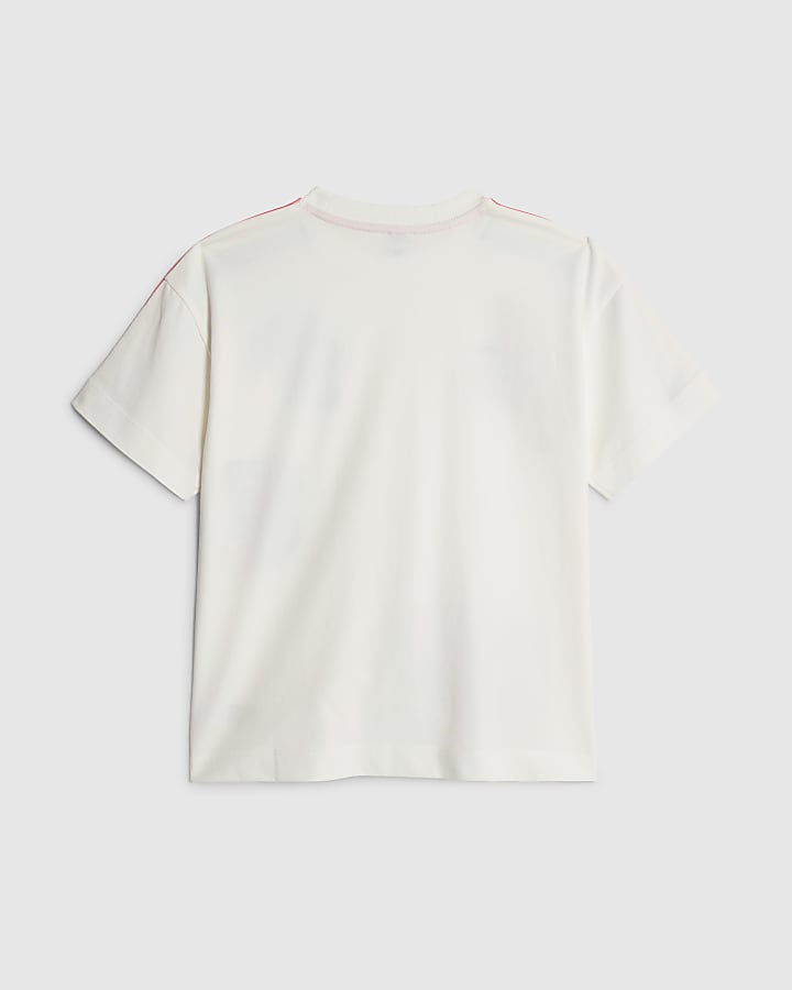 river island Girls White Badges Rainbow Stripe T-Shirt