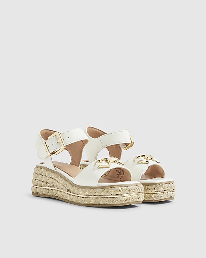 River Island Girls White Heart Snaffle Wedge Sandals