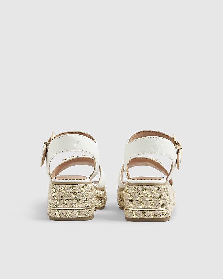 River Island Girls White Heart Snaffle Wedge Sandals
