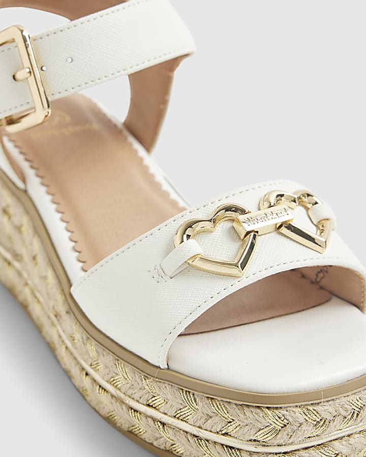 River Island Girls White Heart Snaffle Wedge Sandals