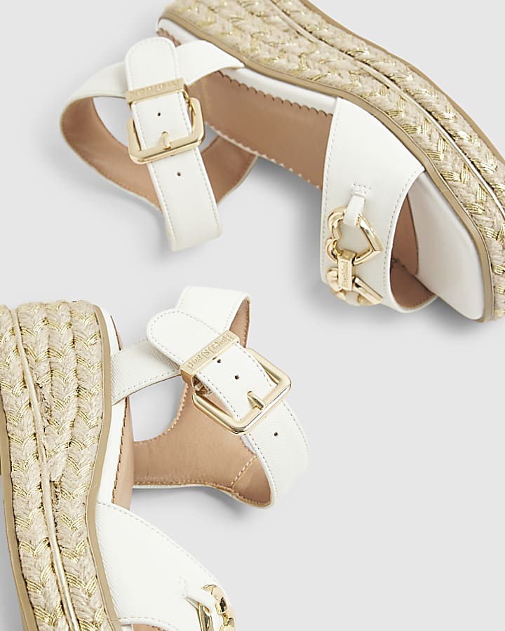 river island Girls White Heart Snaffle Wedge Sandals