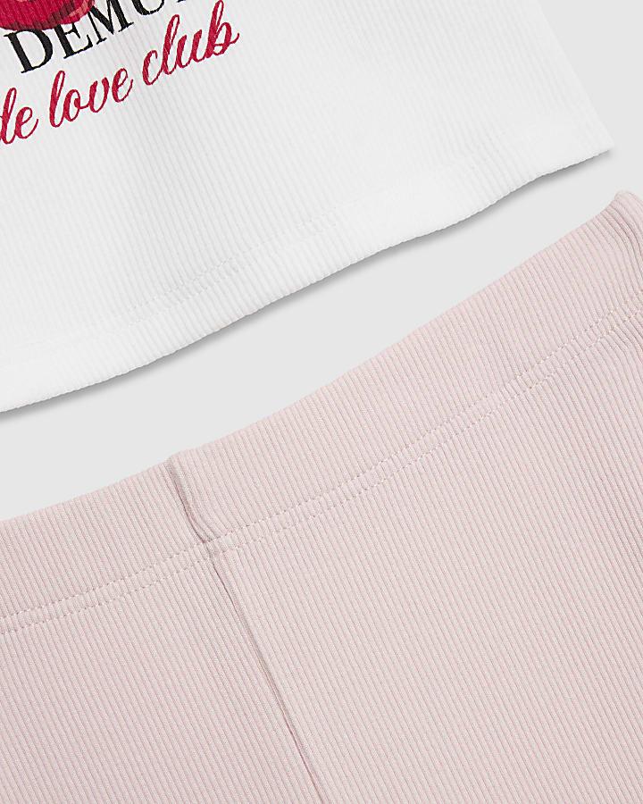 river island Girls White Manhattan Cherry T-Shirt Set
