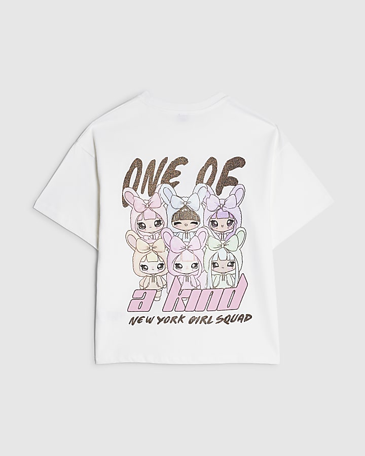 River Island Girls White New York Back Print T-Shirt