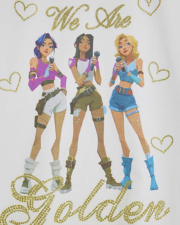 River Island Girls White We Are Golden Girl T-Shirt