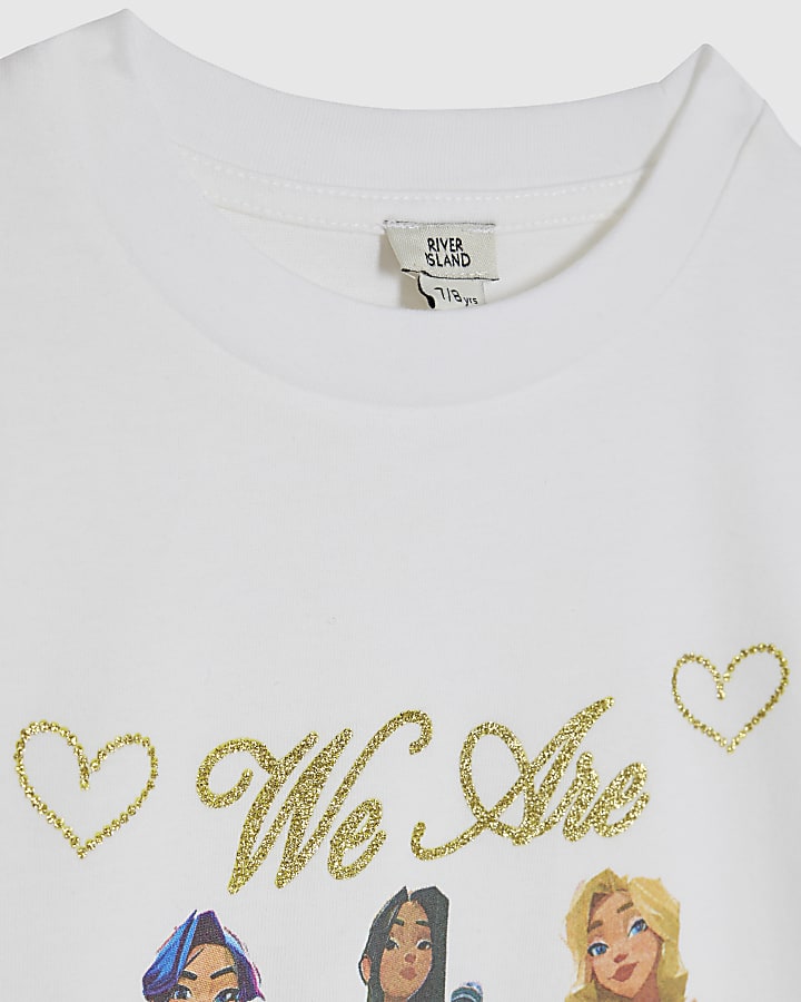 river island Girls White We Are Golden Girl T-Shirt