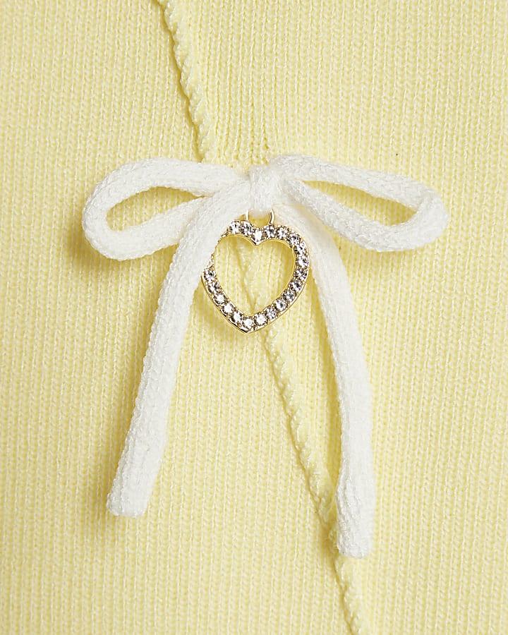 River Island Girls Yellow Heart Charm Bow Knit Dress
