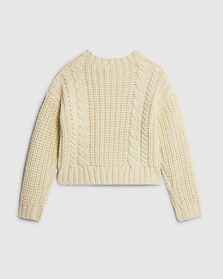 River Island Girls Yellow Knitted Flower Jumper With Bag