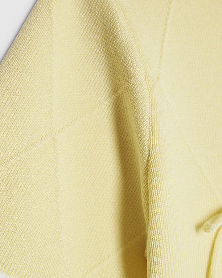 River Island Girls Yellow Rose Bow Diamante Knit Top