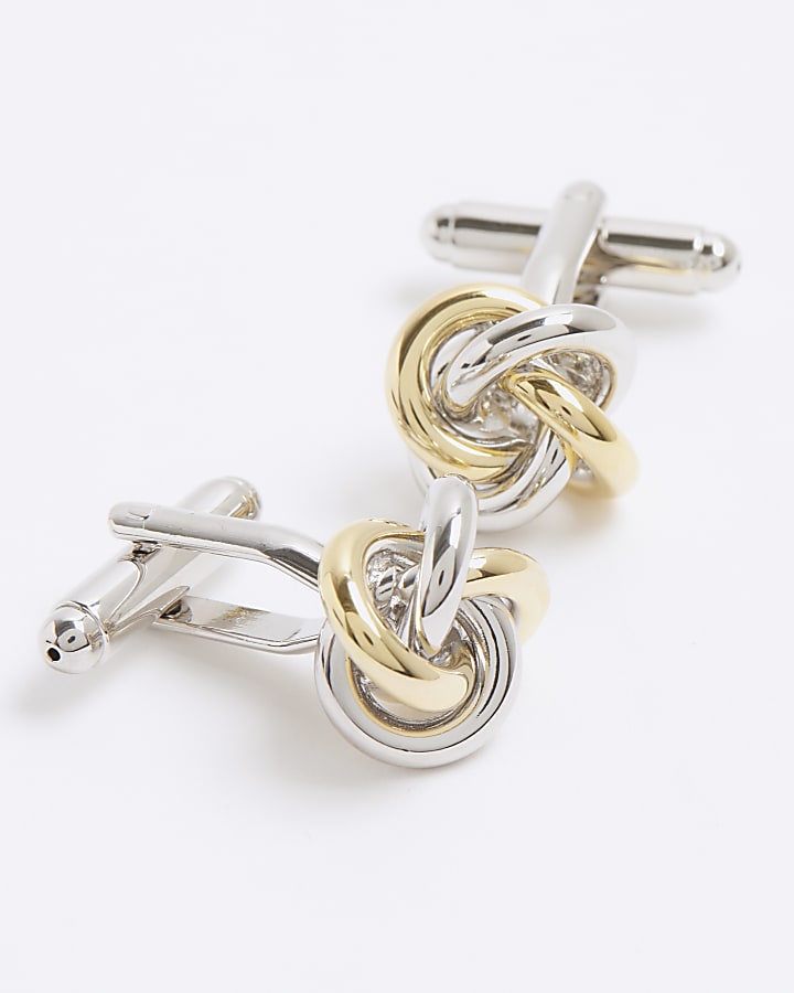 River Island Gold And Silver Mixed Metal Knot Cufflinks