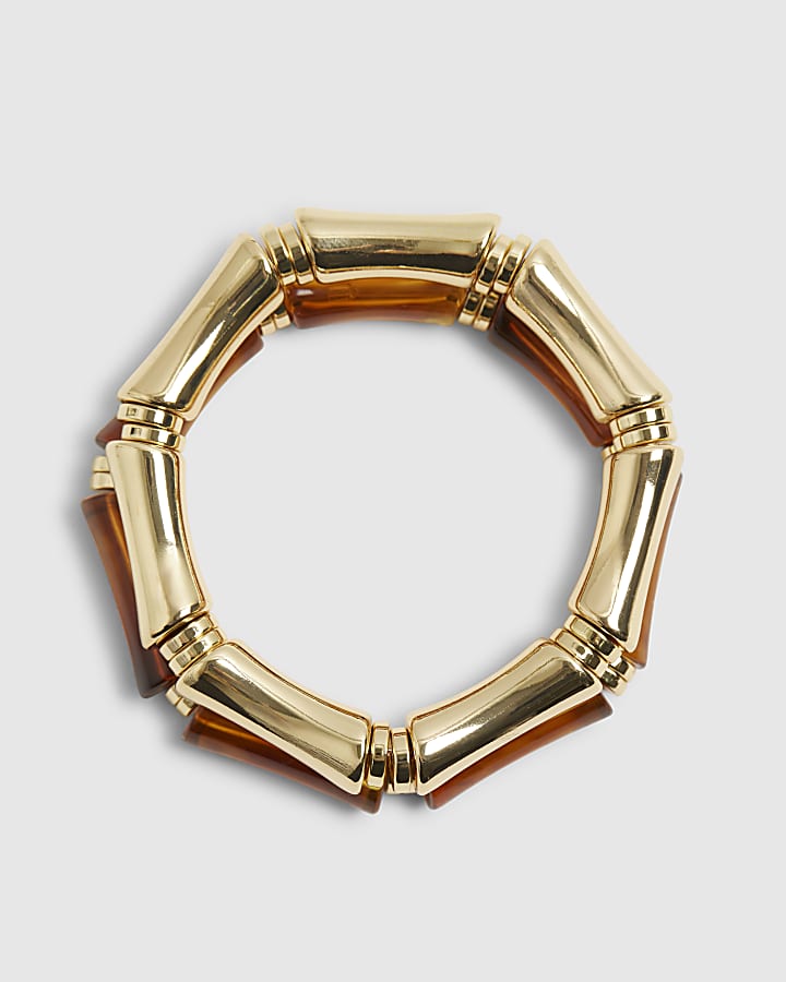 River Island Gold And Tortoise Shell Stretch Bracelet Pack