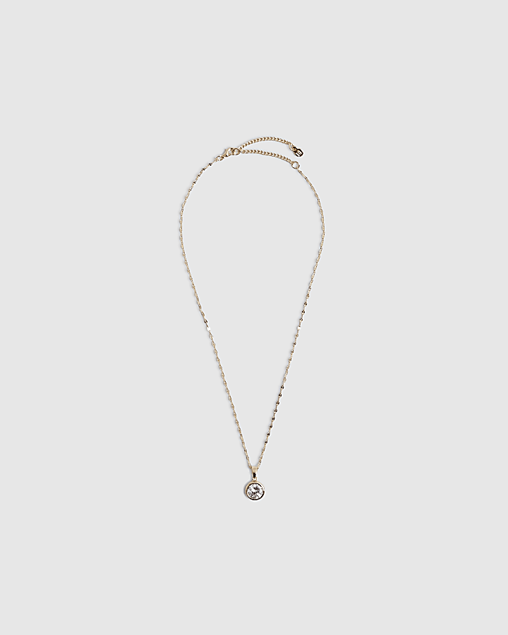 River Island Gold Diamond Simulant Pendant Necklace