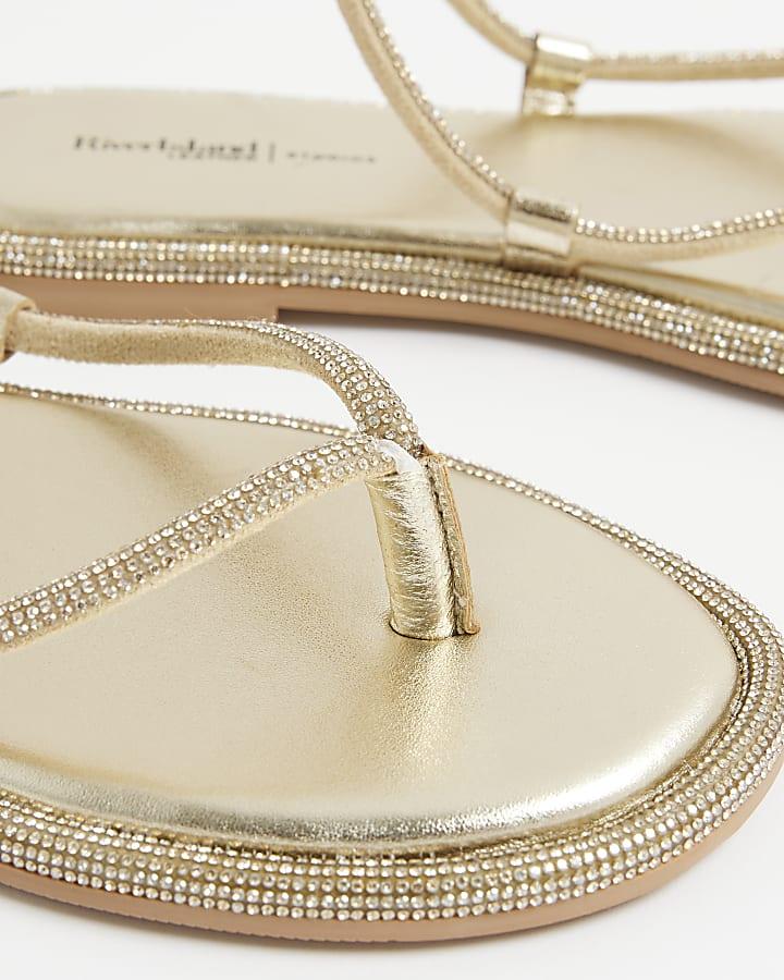 River Island Gold Embellished Twist Strappy Sandals
