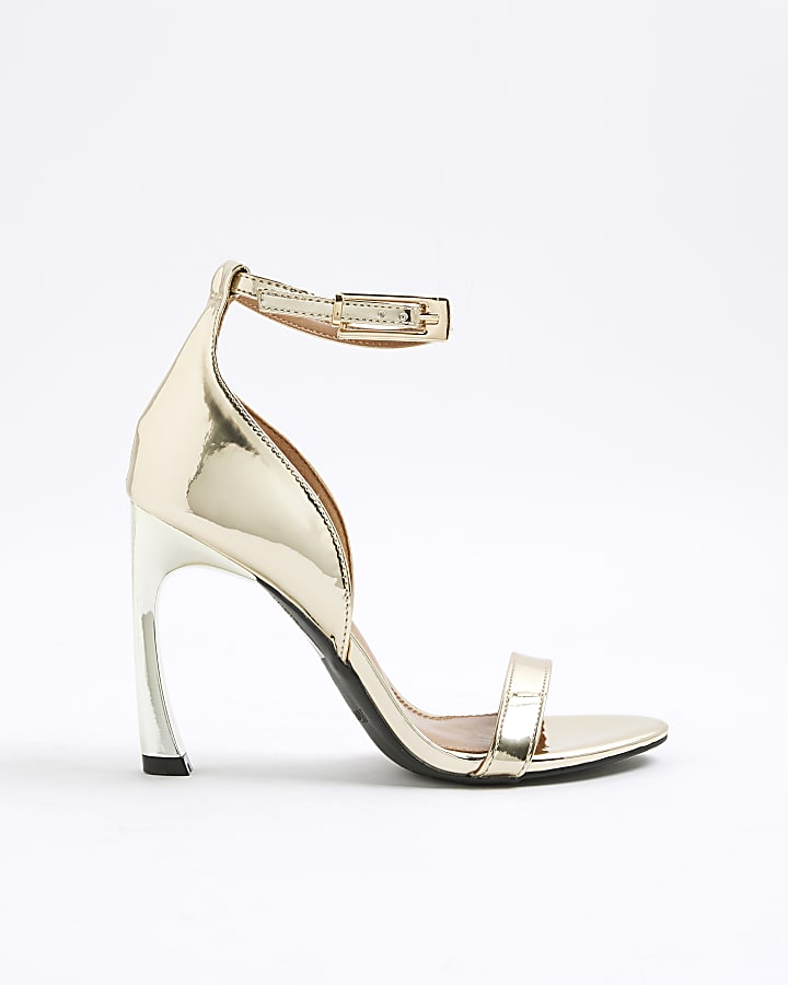 River Island Gold Patent Closed Back Banana Heeled Sandals