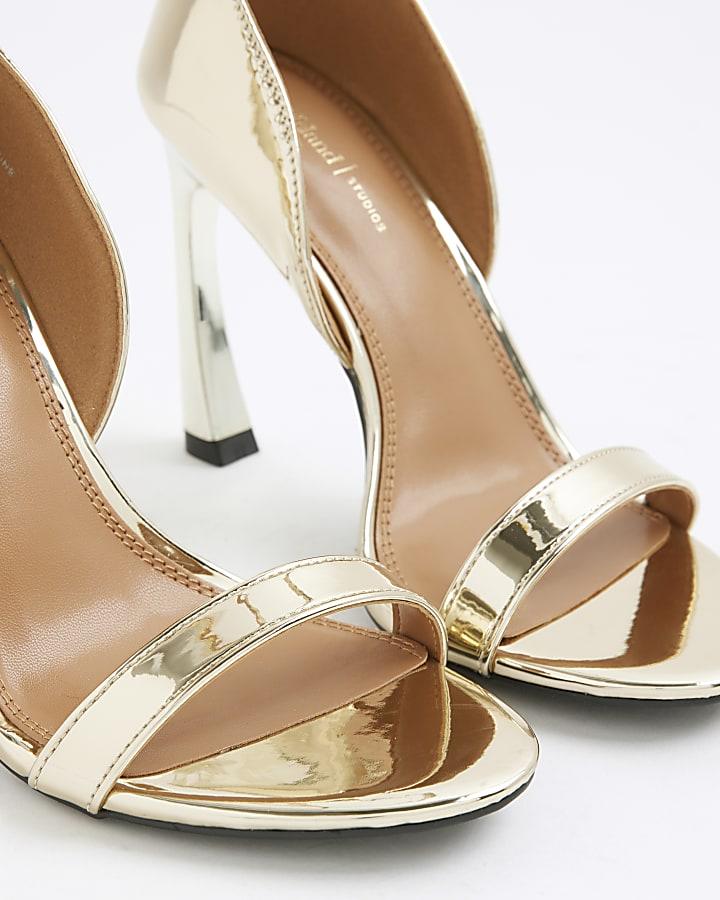 river island Gold Patent Closed Back Banana Heeled Sandals