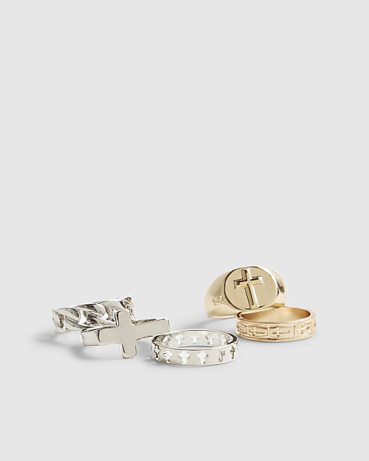 river island Gold Silver Metal Multi Pack Of 7 Rings