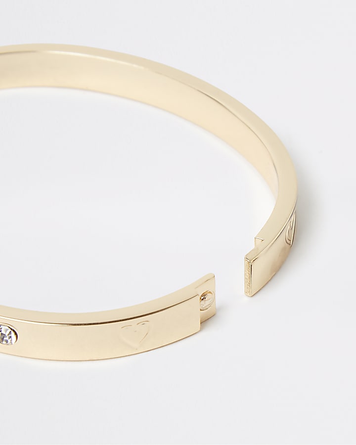 River Island Gold Stainless Steel Heart Cuff Bracelet