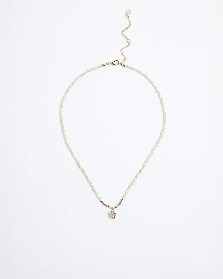 River Island Green August Birthstone Beaded Necklace