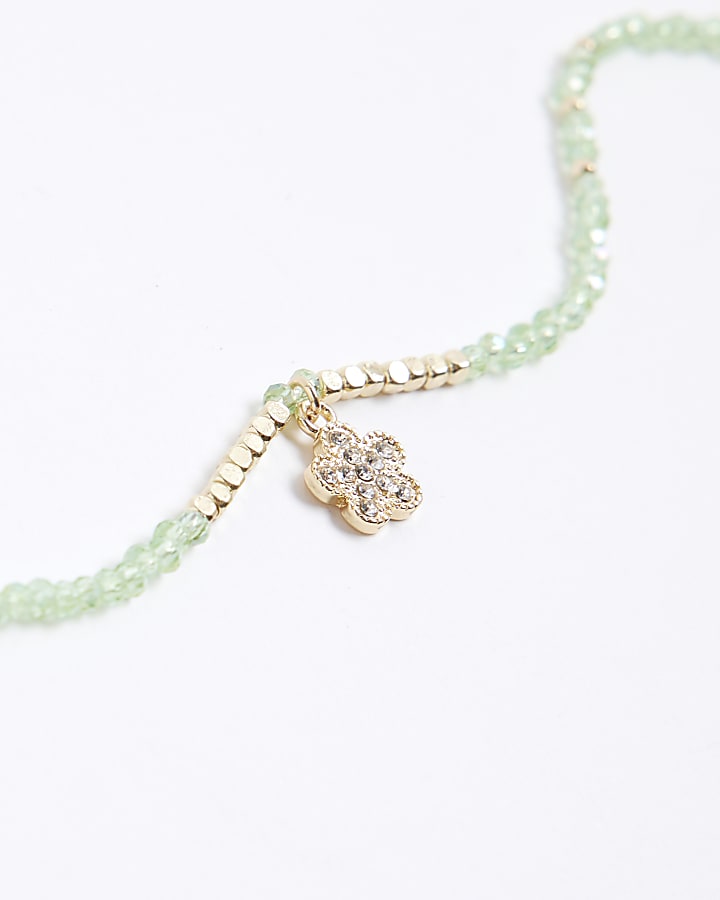 River Island Green August Birthstone Beaded Necklace