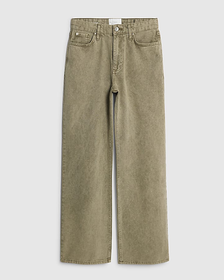 river island Green High Rise Relaxed Straight Leg Jeans