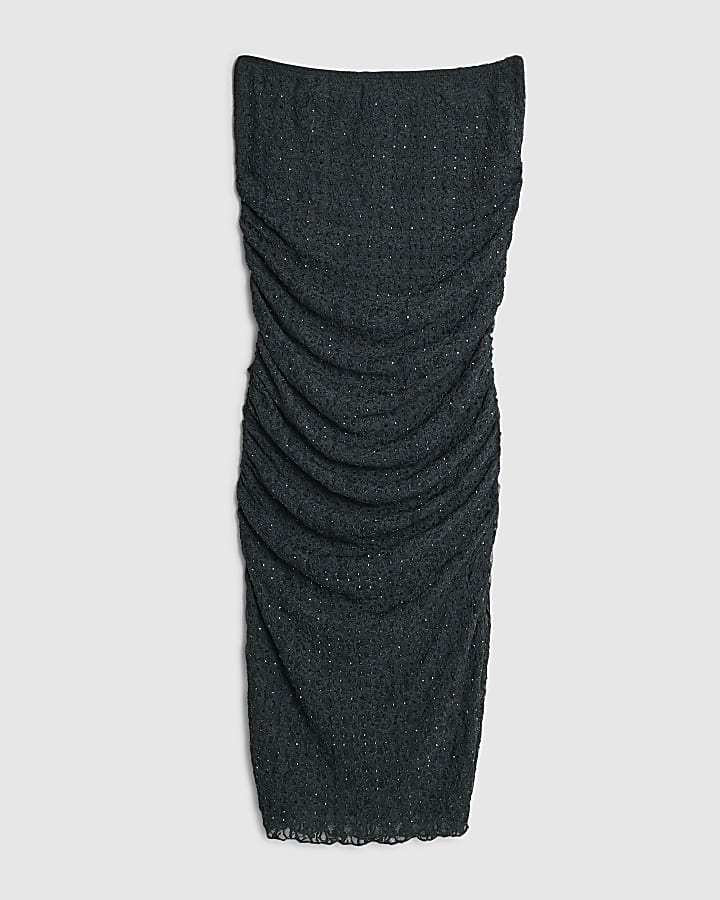 river island Green Hotfix Embellished Lace Midi Skirt