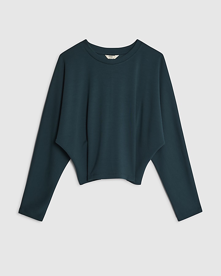river island Green Premium Batwing Sleeve Sweatshirt