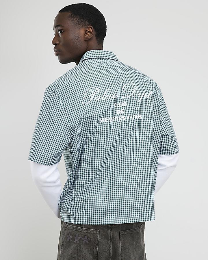 River Island Green Regular Fit Double Layer Check Shirt