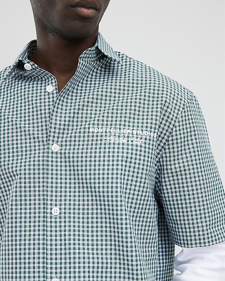 River Island Green Regular Fit Double Layer Check Shirt