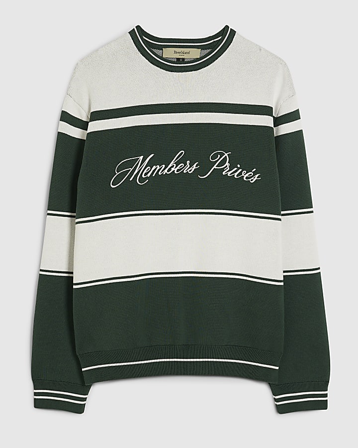 river island Green Regular Fit Members Prive Jumper