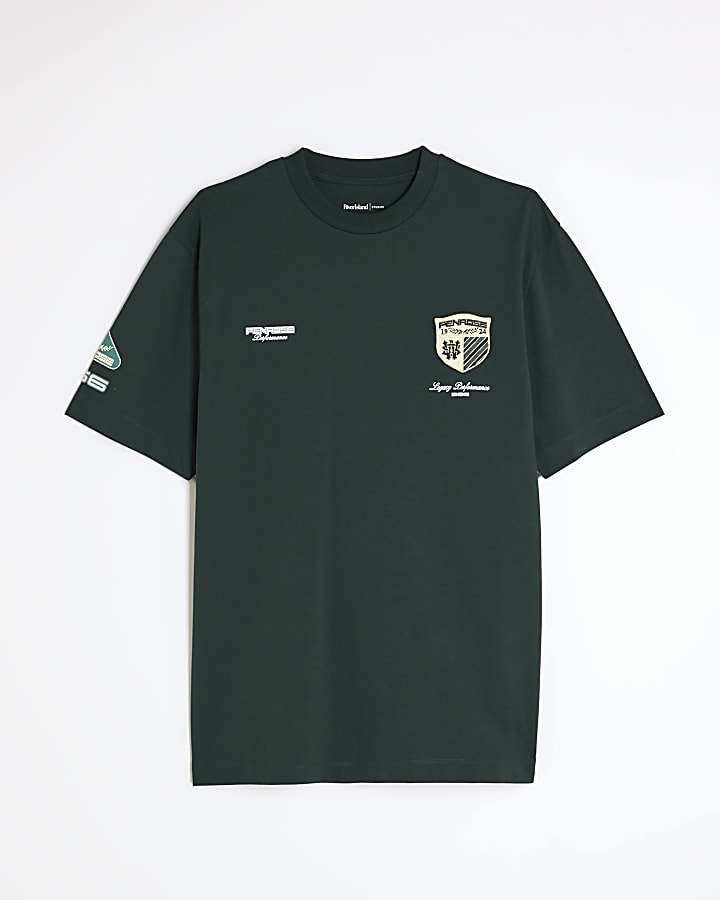 river island Green Regular Fit Penrose Crest T-Shirt