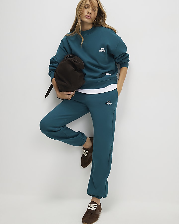 River Island Green RVR Edition Back Print Sweatshirt