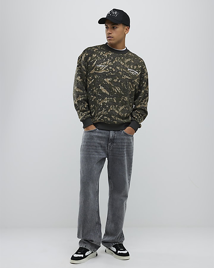 River Island Green Sanctuarie Camouflage Sweatshirt