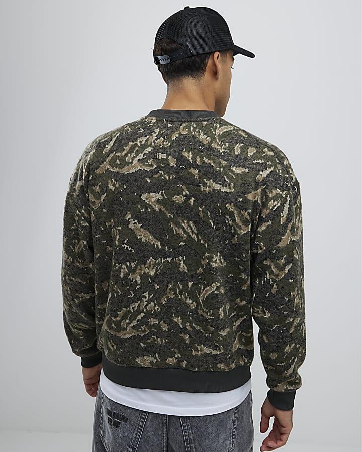 River Island Green Sanctuarie Camouflage Sweatshirt
