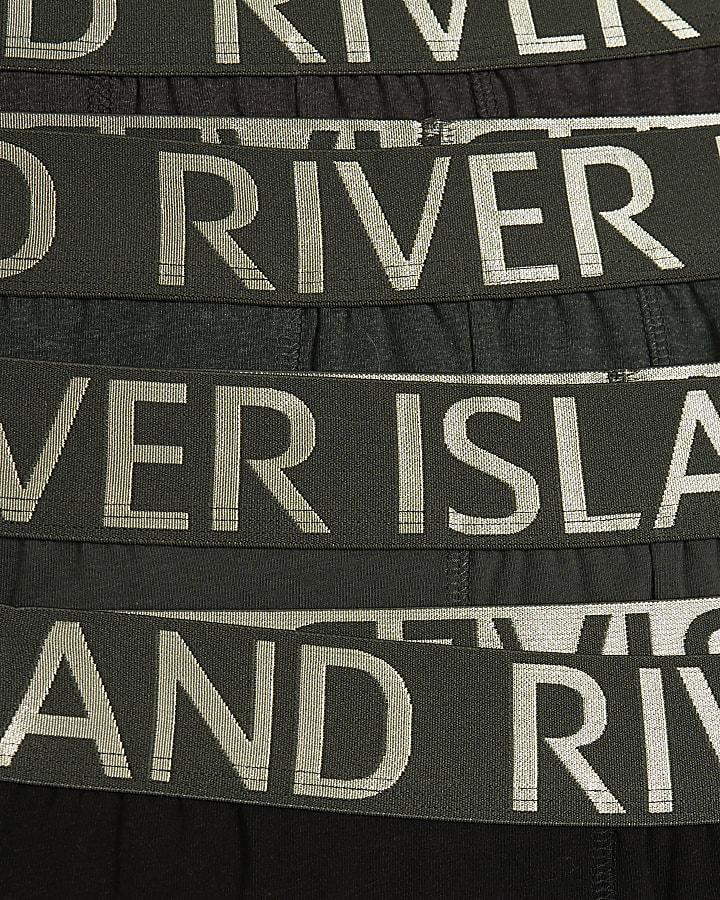 River Island Green Satin RI Waistband Pack Of 5 Trunks