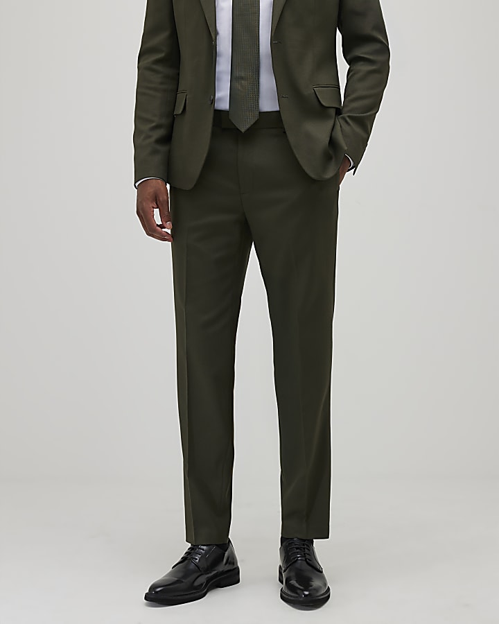River Island Green Skinny Fit Textured Suit Trousers