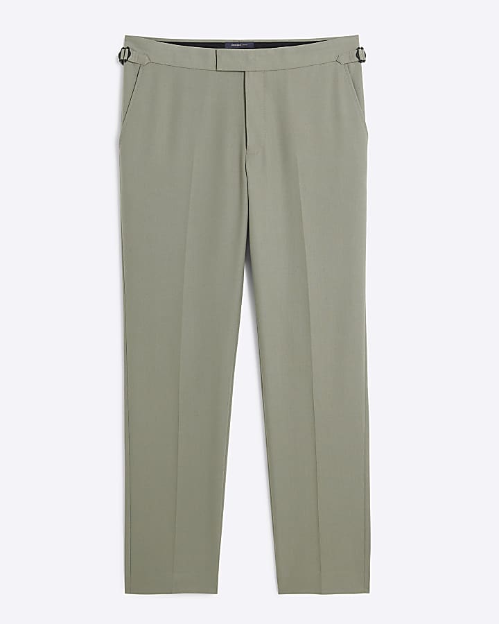 river island Green Slim Fit Linen Blend Suit Trousers
