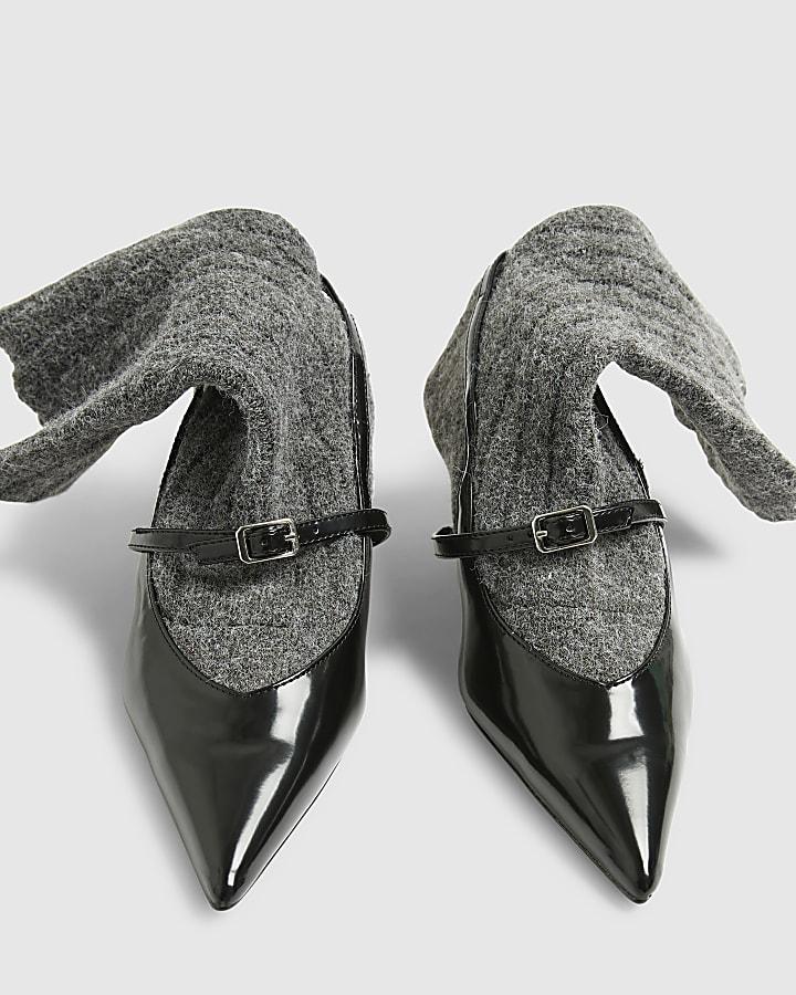river island Grey Adjustable Stretch Knit Sock Heels