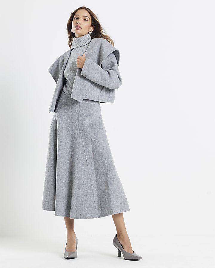 River Island Grey Handmade Wool Blend Waterfall Jacket