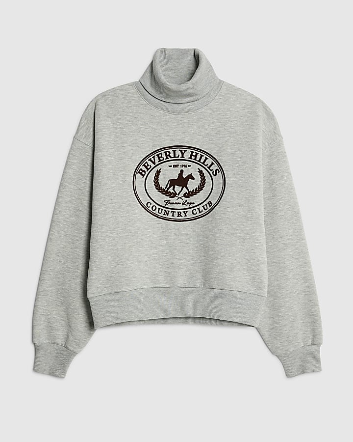 river island Grey Long Sleeve Beverly Hills Sweatshirt