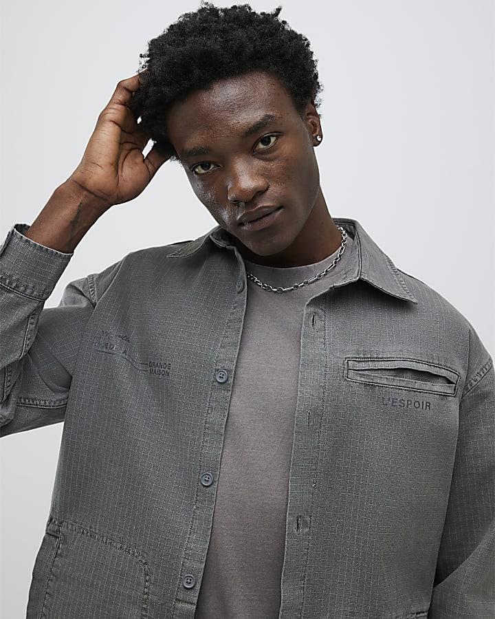 River Island Grey Long Sleeve L'espoir Graphic Overshirt