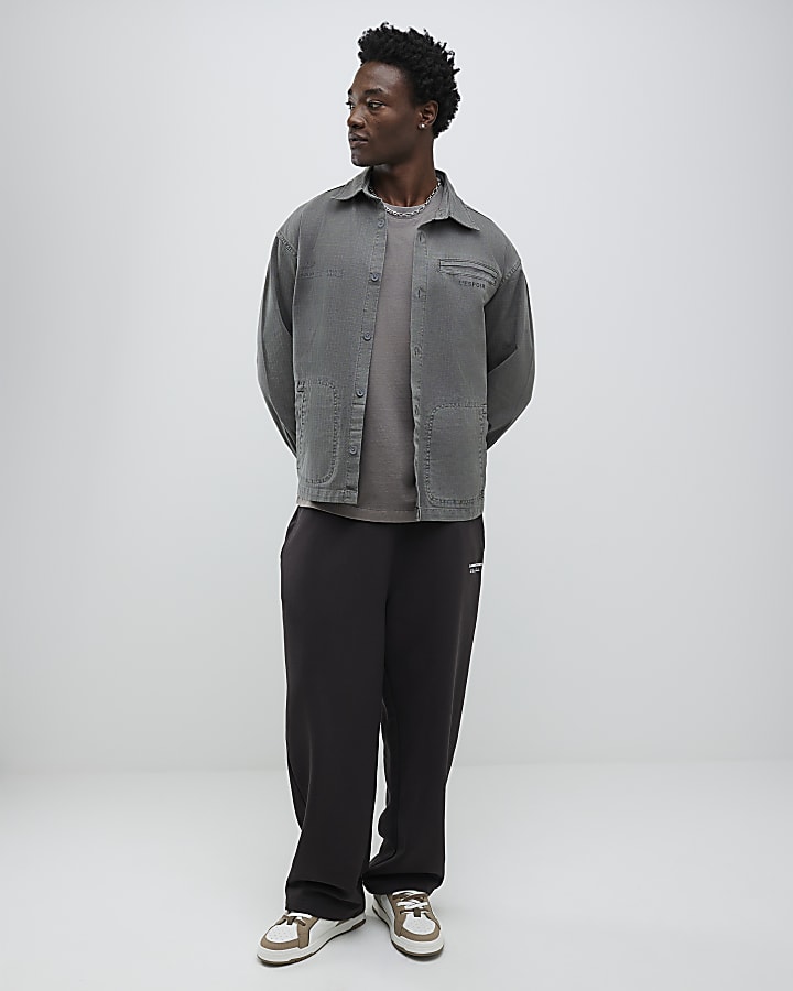 River Island Grey Long Sleeve L'espoir Graphic Overshirt