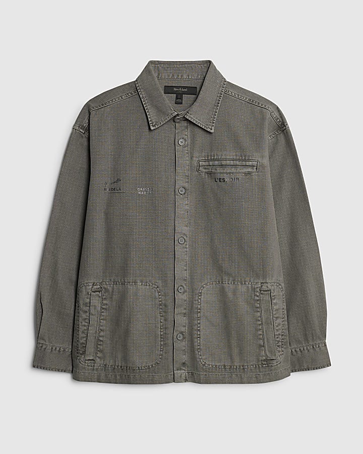 river island Grey Long Sleeve L'espoir Graphic Overshirt