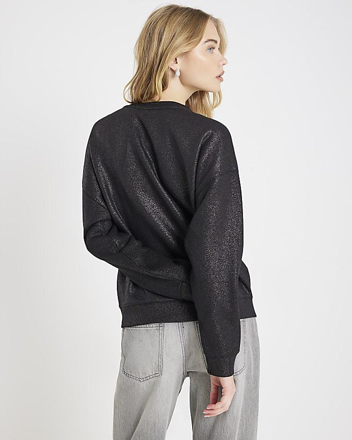 River Island Grey Long Sleeve Necklace Trim Sweatshirt