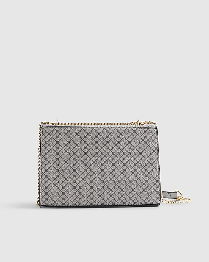 River Island Grey Monogram Pocket Front Shoulder Bag